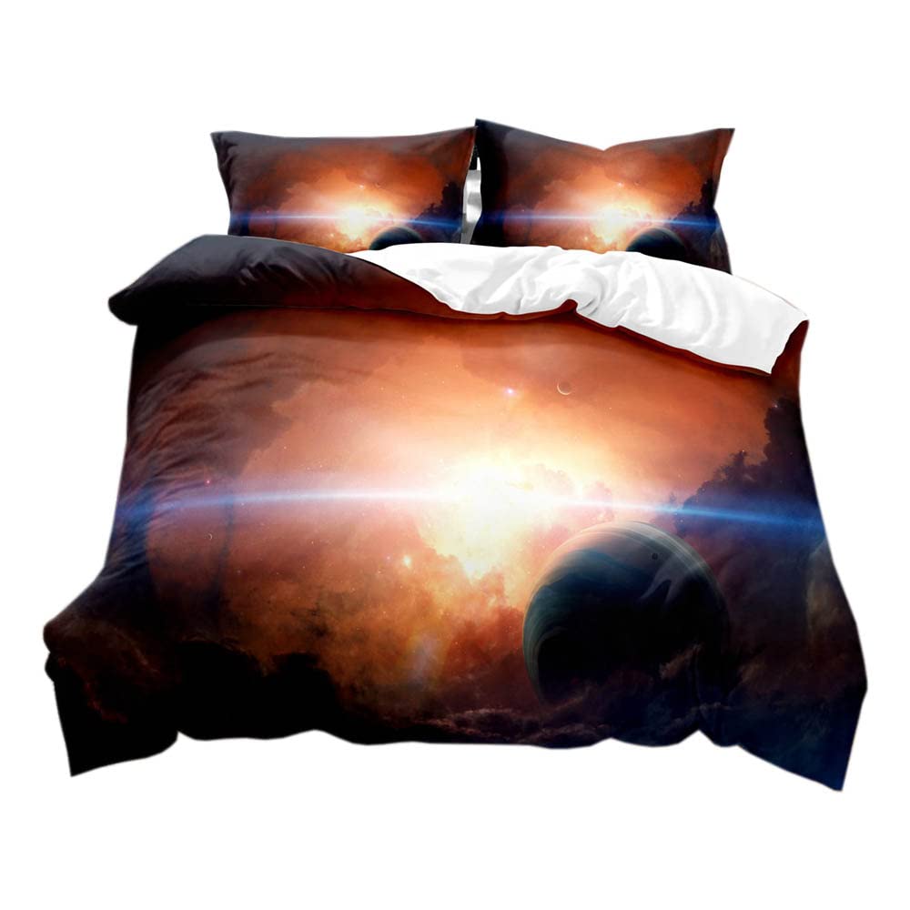 Galaktyka Gwiazda Niebieski Poszewki Na Poduszki Zestaw Pościeli z Zapięciem na Zamek Błyskawiczny, łatwa w Pielęgnacji Miękka Bedding Set Microfibre Girls Boys(Wielokolorowy2,135x200cm)