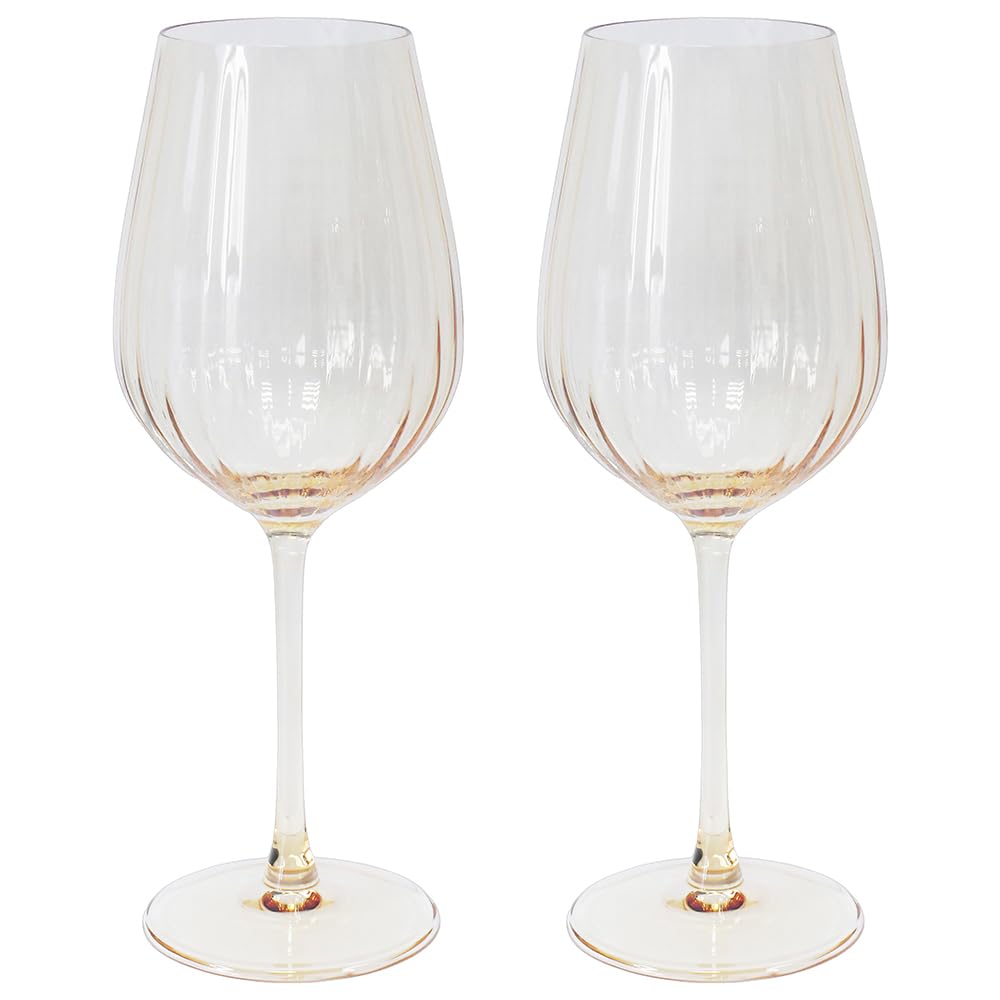 L & P Home & Gifts Women's Wine Glasses - Amber Set Of 2 Lesser & Pavey Amalfi Amber Wine Glasses Set Of 2 X 588Ml