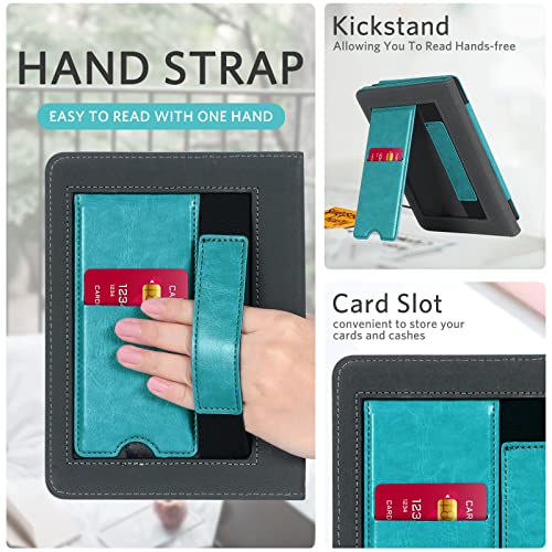 Image of CoBak Case for Ereader - Durable PU Leather Cover with Auto Sleep Wake, Card Slot, Hand Strap Feature - Fits Kindle Paperwhite 11th Generation 6.8 inch Signature Edition 2021 Released, Floral Damask