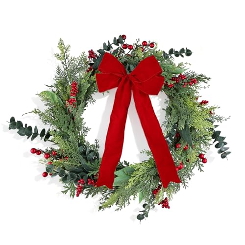 GOVIRAYE Türkranz Weihnachten (60 cm) - Weihnachtskranz für Haustür...