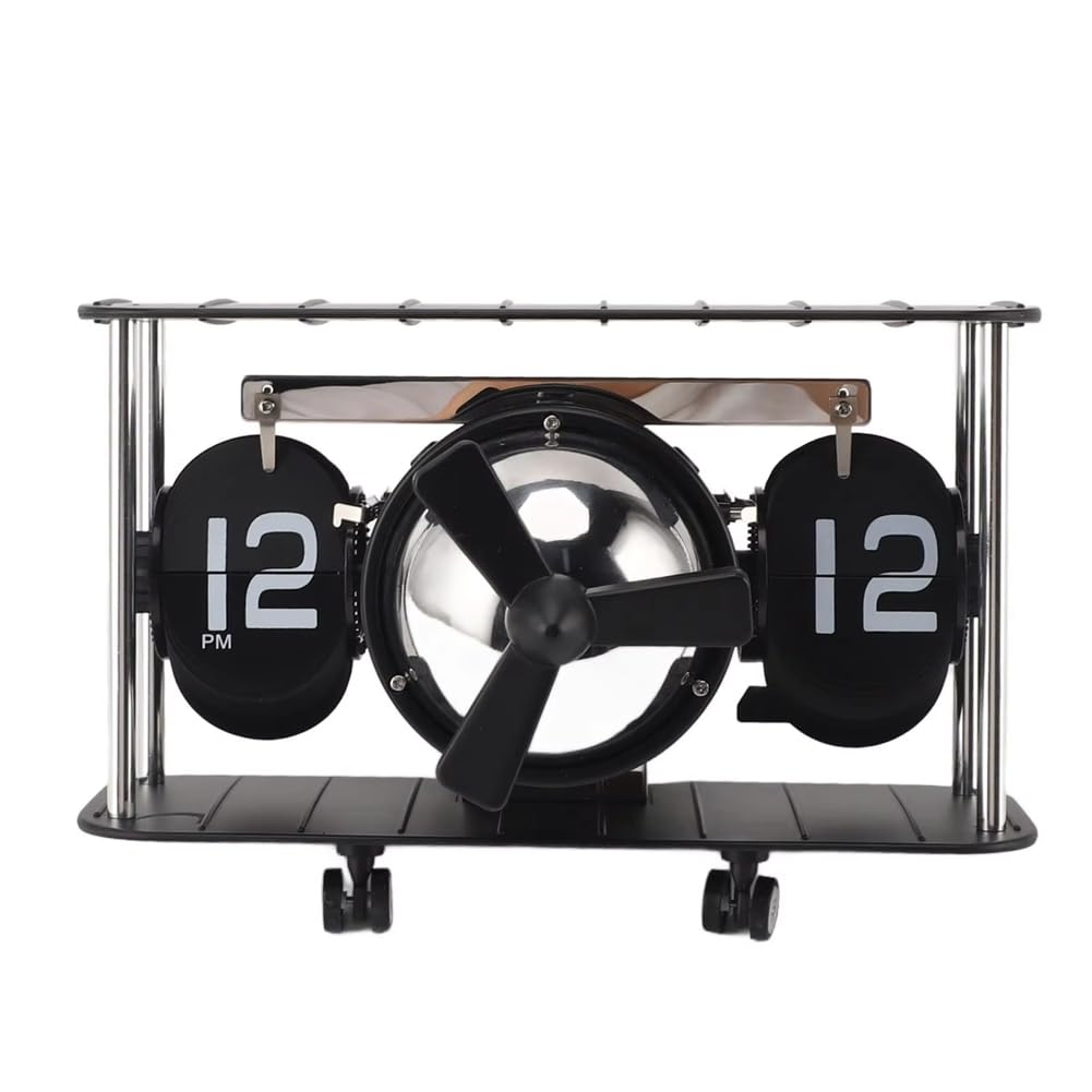 CTRLZS Airplane Flip Clock Vintage 304 Stainless Steel Flip Clock Flip Clock with Practical Reminder Function for Black
