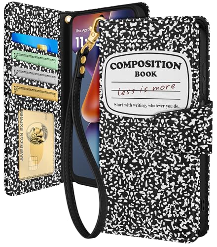 Toycamp for for Moto G 5G 2025,Moto G 5G 2026/G Play 2026 Wallet Case - with Wrist Strap Leather Flip Folio Phone Cover with RFID Blocking 4 Card Holder Case Cute Aesthetic for Women, Notebook