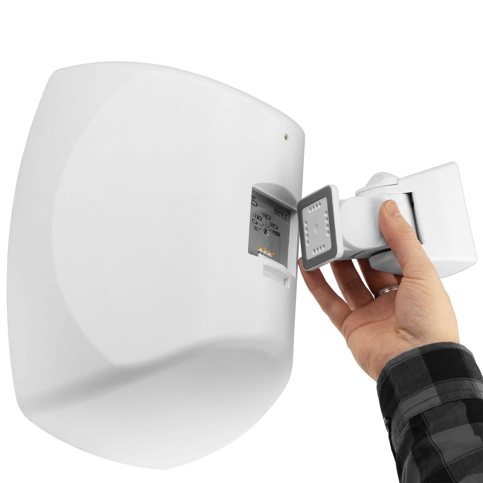 Power Dynamics BHW50WH – Pack 2 Unidades de Altavoces de Pared, 5.25" 80W 100V 8 Ohm Blancos, para Uso Exterior IPX5, Ideal para terrazas, jardínes, restaurantes, Resistentes al Agua, Color Blanco