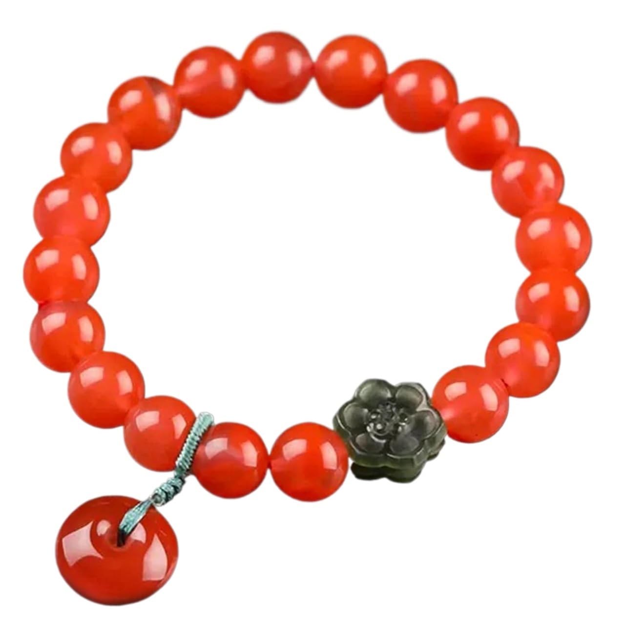 Braccialetti con Perline, Bracciale in Quarzo Agata Rossa con Fibbia dell'armonia(Jade)