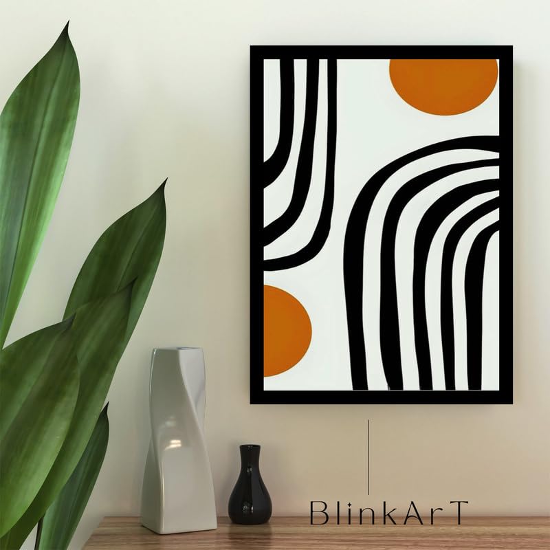 Image of BLINKART Vintage Bauhaus Retro Geometric Aesthetic Poster Gallery | Colorful Wrap Framed For Home Office Studio Living Room Modern Art Studio Decoration Abstract Shapes | (d79) | 13x10 Inch