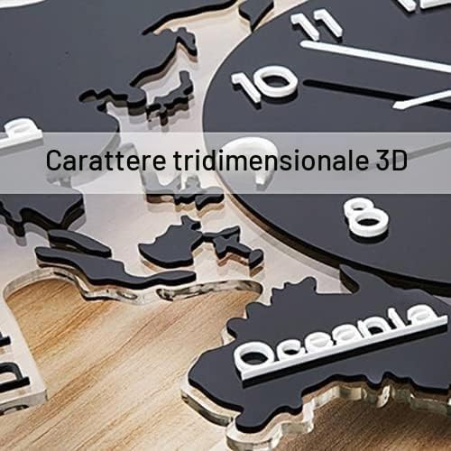 Grande Orologio da Parete Decorativo per Soggiorno Orologio da Parete Gigante Creativo con Mappamondo Moderno Funzionamento a Batteria Silenzioso Senza ticchettio per Camera da Letto Cucina
