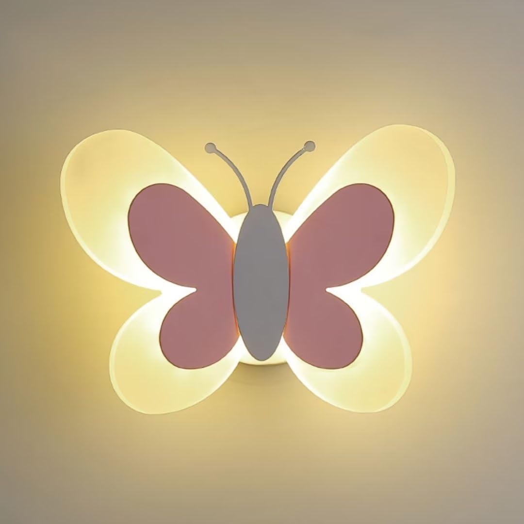 Lámpara De Pared De Mariposa LED Lámpara De Pared De Cabecera De Dibujos Animados Creativos Soporte De Iluminación De Pared Iluminación De Pared Decorativa para Dormitorio, Habitación De Niños