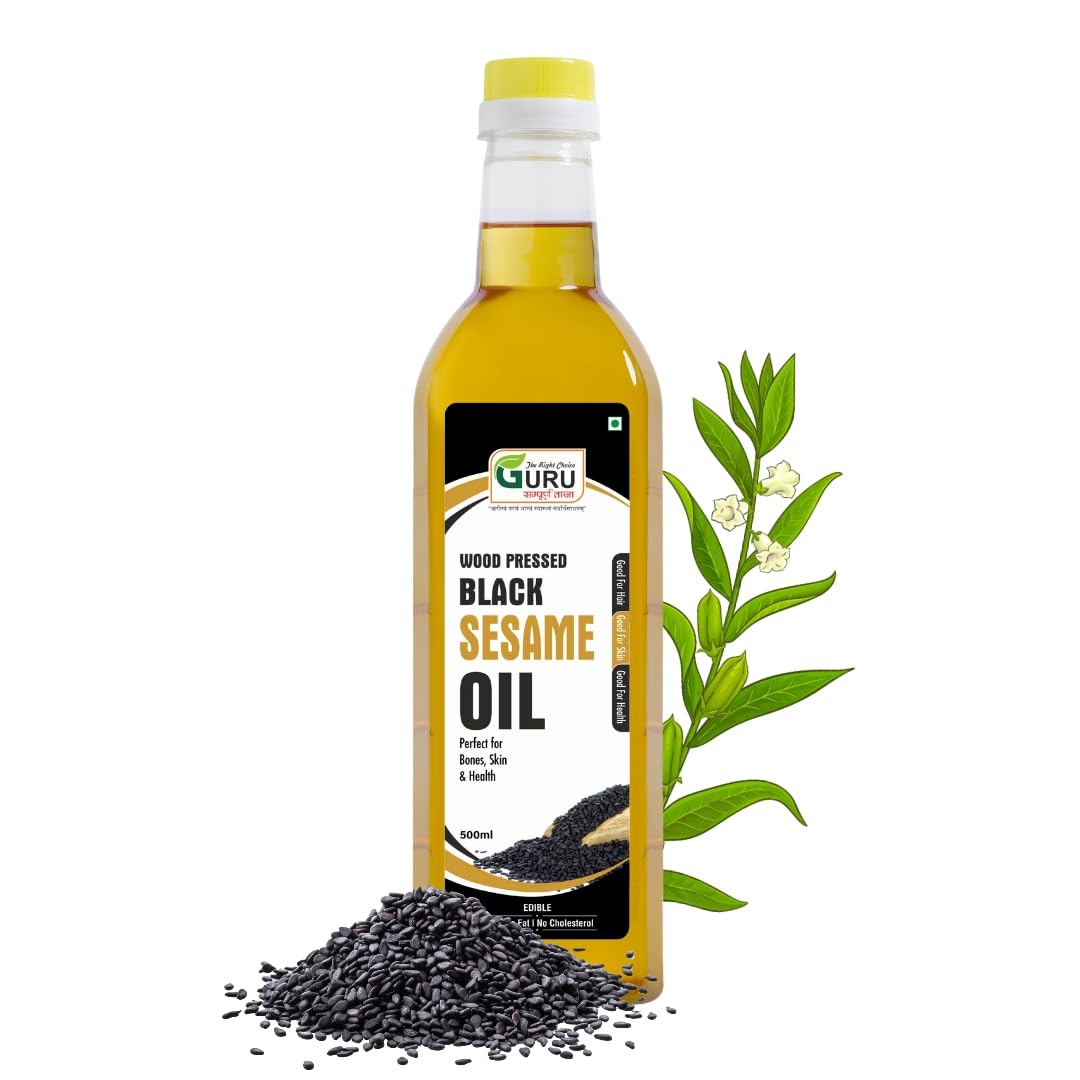 GURU SAMPOORNA TAAJA Wood Pressed Black Sesame Oil - 500 Ml|Kolhu/Kacchi Ghani|Natural|Chemical-Free|A1 Grade Real|Cold Pressed Black Sesame Oil For Cooking & Multipurpose Usage (B0D87BTWHH) Amazon Price History, Amazon Price Tracker
