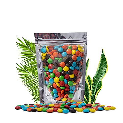 WEEKO 100pcs Resealable Mylar Bags Stand Up Foil Ziplock Bags for Beans Coffee Cookie Snack Food Dried Flowers Tea Food Storage 6.3x9.44 inch