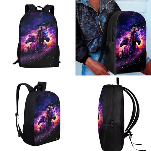 TODIYADDU Friendly Horse 1St Grade Backpack for Boys Girls Bookbag with Lunch Box Water Bottle Sleeves and Lightweight Pencil Holder 4 in 1 School Bag Back Packs for Daily Life/Gifts3