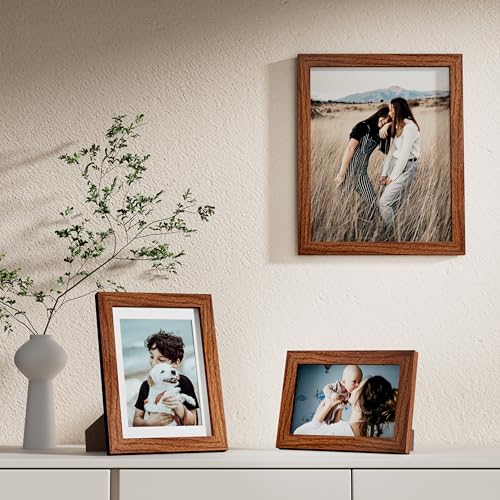 Image of Vittanly Picture Frames Set of 10, Picture Frames Collage Wall Decor with Two 8x10, Four 5x7, and Four 4x6 Photo Frames, Gallery Wall Frame Set for Wall or Tabletop Display, Walnut Brown
