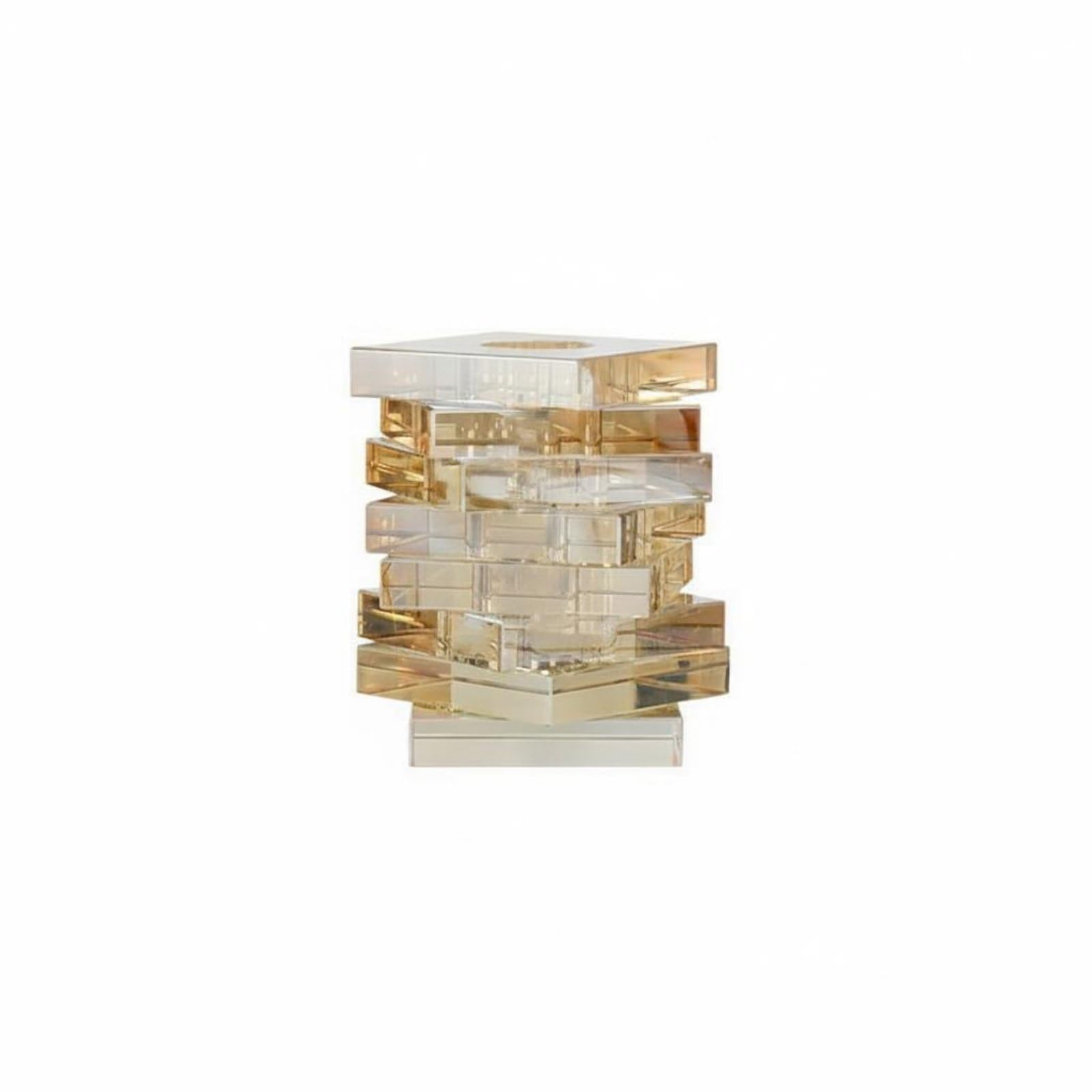 rockible Jarrón Decorativo Jarrón Florero Centro de Mesa Florero de Mesa Florero de Cristal con Efecto y Bloques Apilados Que Aportan Look Escultórico y