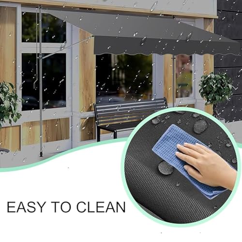 Retractable Patio Awning Replacement Cover - Sun Shade Shelter for Decks, Balconies, & Cafés - 10ft, 12ft, 13ft, 16ft, 20ft - Black (20x10ft/600x300cm) - Image 5