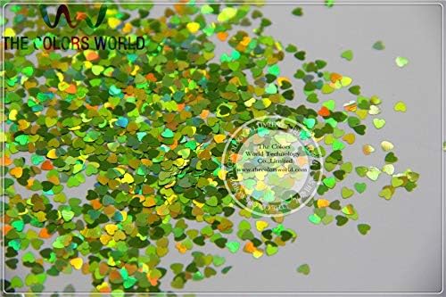 LM-61 Size 3 mm Laser Holographic Light Green Color Glitter Paillette Heart Shape spangles for Nail Art DIY supplies1pack=50g