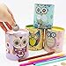 Owl Piggy Bank Tin Save Spend Share Giving Coin Money Can Keepsake Home Bedroom Nursery Party Decor Ornament Pen Pencil Brushes Holder Stationery Dresser Organizer Cup Kids Boys Girls Adults - (Blue)