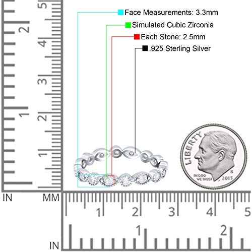 Blue Apple Co. Curved Marquise Art Dec Full Eternity Stackable Band Simulated Cubic Zirconia 925 Sterling Silver4