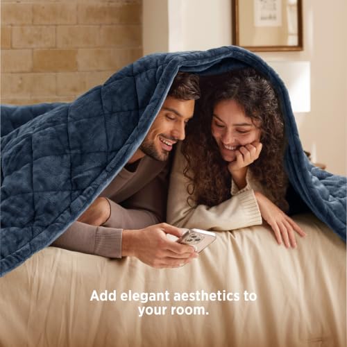 Image of Bedsure Quilted Heated Blanket Full, Warm Filled Electric Blanket, Blue