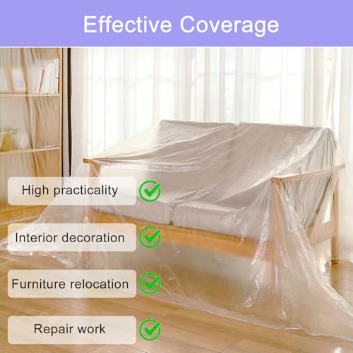 Diompirux Abdeckfolie Maler 6er Pack, Malerfolie 4 x 5 m, Transparente Staubschutzfolie, Plastikplane, Rundum Schutz gegen Staub aus Farbe, Große Abdeckplane für Malerarbeiten,Renovierung,Gartenmöbel