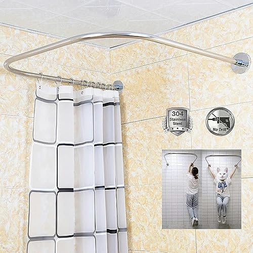 Barre de douche d'angle en acier inoxydable durable avec système de pose premium