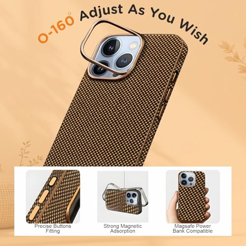 Image of AIBEX Aramid Fiber MagSafe Case Compatible for Apple iPhone 13 Pro| Slim Protective Back Cover with Built-in Magnets| Wireless Charging Support| Camera Ring Stand| Shockproof with Air Guard Corners