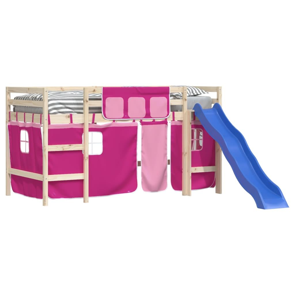 Juego de 6 cortinas para cama alta de poliéster, color rosa, con bolsillos de almacenamiento, aptas para la habitación de los niños, fáciles de limpiar, resistentes, con alzapaños para un
