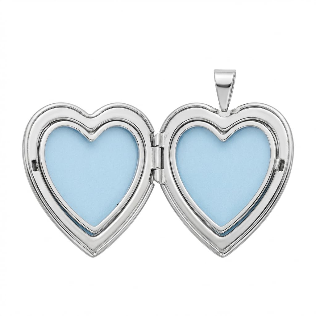 Alexander Castle Herz 925 Sterling Silber Kette mit Foto Medaillon für Damen Mädchen Kinder - 17mm x 17mm - 18" Sterlingsilber Foto Kette & Schmuck Geschenk-Box