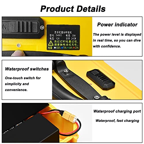 uur duikventilator, draagbaar oplaadbaar duiksysteem zonder tank, waterdichte luchtcompressor met rekbare slang voor goud zoeken onder water, avontuurlijke schattenjacht (D300B) - Image 5