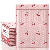 METRONIC Bubble Mailers 6x10 Inch 100 Pack Cherry Pink Padded Mailer Usable Size 6x9 Waterpoof Padded Envelopes Pretty Strong Adhesion Bubble Envelopes for Packaging, Shipping, Mailing