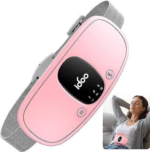 iDOO Ceinture Chauffante Menstruelle Rose, 3 Niveaux de Chaleur et Massage