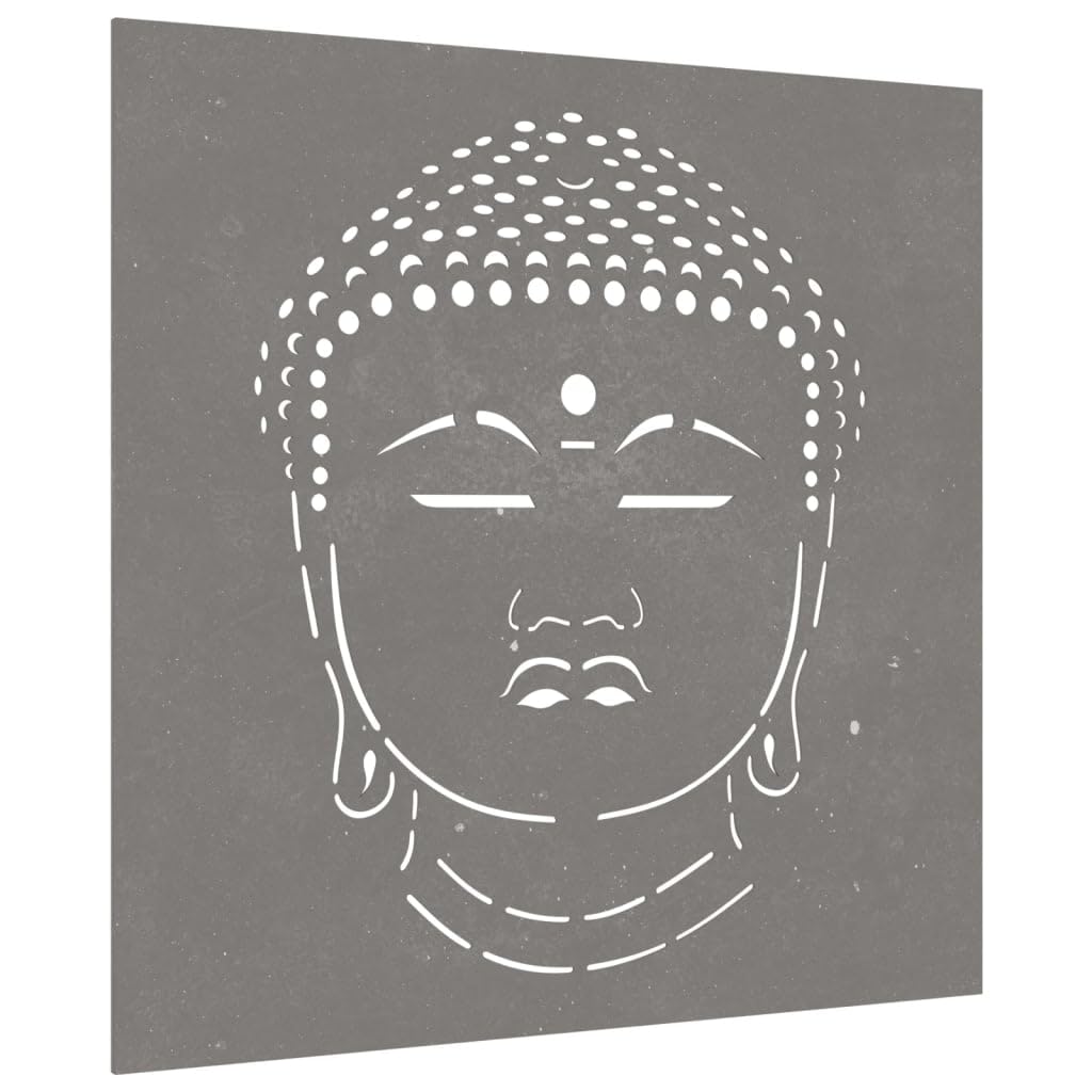 Arredamento Casa Giardino Decorazione Parete 55x55 cm Acciaio Corten Testa di Buddha Design--Complementi