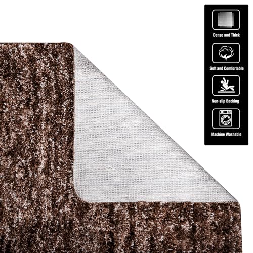 Image of Kuber Industries Runner & Door Mat Combo Set | Anti-Skid Lexus Home Decor Bedside Runner for Bedroom | Set of 2 | Brown