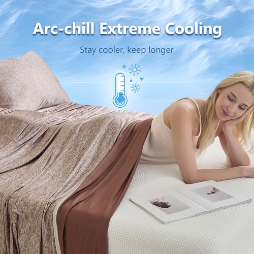 Image of CHOSHOME Cooling Blanket for Hot Sleepers - Summer Blanket Thin Soft Lightweight Breathable Double Side Enhanced Cooling for Hot Flashes, Night Sweats, Bed, Couch (Brown, 50 x 70 inches)