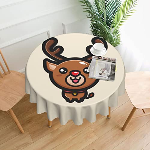 Pooedso Cute Reindeer Tablecloths 60In Round Lace Waterproof Family Table Cover Tablecloth Kitchen Outdoor Party Decoration Tablecloths #TOP2