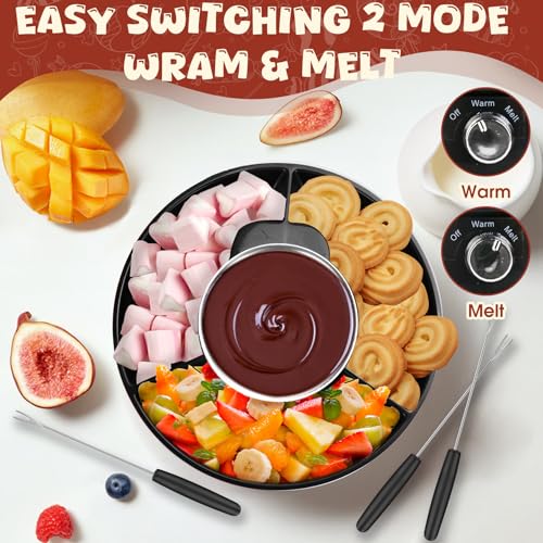 Fondue Pot Set,Electric Chocolate Fondue Kit Melting Chocolate Machine with 6 Dipping Forks,Chocolate Melter for Cheese Candy Christmas Valentine Birthday,Brown