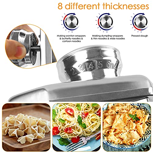 Manuell Nudelmaschine Edelstahl Pasta Maker Hausgemachter Edelstahl Pastamaschine Pasta Cutter mit Klemme, 8… – Bild 3