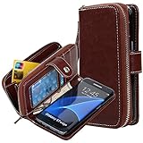 Galaxy S7 Edge Case, E LV Galaxy S7 Edge - 2IN1 ( CASE CUM PURSE) PU Leather flip Wallet Bag Pouch Case Cover For Samsung Galaxy S7 Edge - [BROWN]