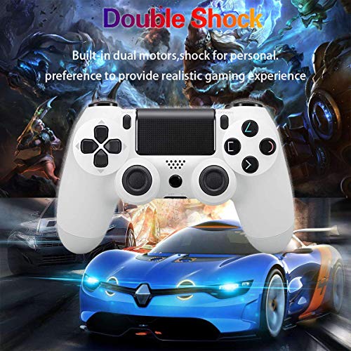 PS4 Controller, Wireless Gamepad for Playstation 4/Pro/Slim/PC(7/8/8.1/10) with Motion Motors and Audio Function Mini LED Indicator USB Cable and Anti-Slip 【Upgraded Version】 White