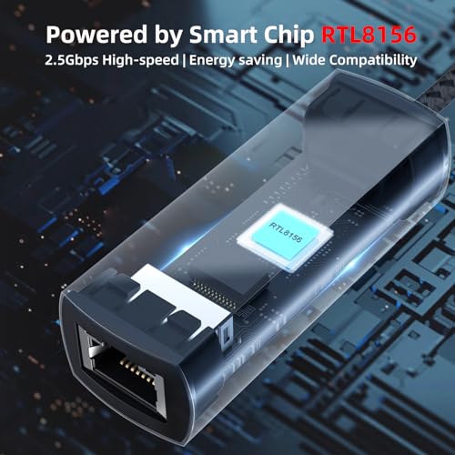 WALNEW USB-C Ethernet Adapter 2.5 Gigabit, USBC to RJ45 LAN Connector - Image 3