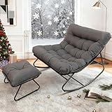 Silla Mecedora con Reposapiés, Interior y Exterior(gris)