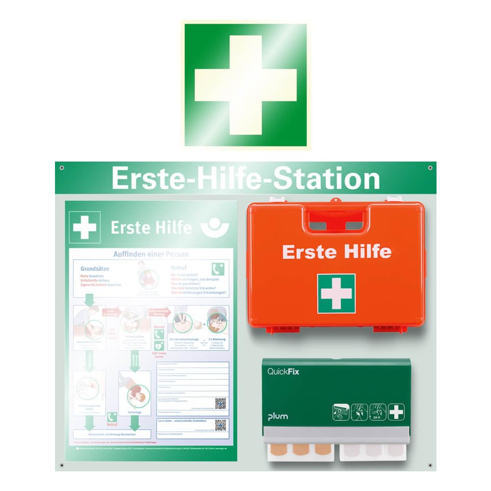 Erste-Hilfe-Station Classic 'Kompakt', nach ASR A4.3/DIN 13157, 58,5 x 47,5 cm, Art.-Nr. 612026 | Pflasterspender | Erste Hilfe Komplettpaket | Verbandkoffer