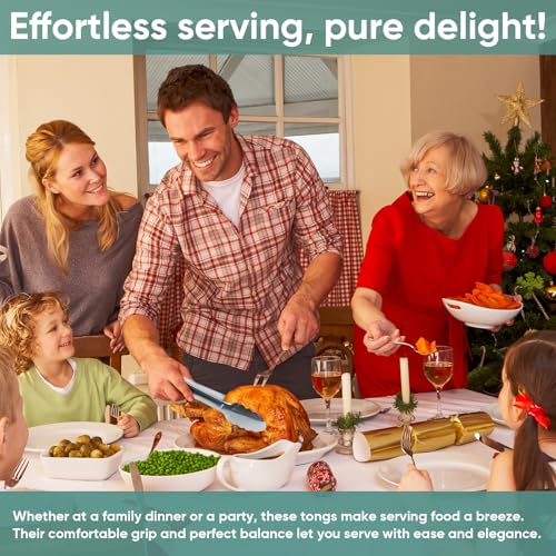 image for XEVOM 12 Pieces Buffet Tongs 7'' Serving Tongs Heavy Duty Stainless st