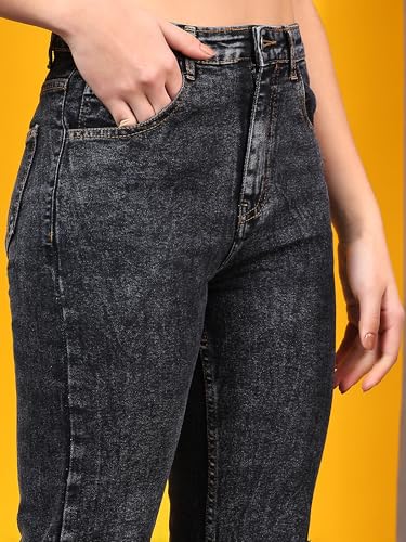 Image of KOTTY Women's Relaxed Fit Solid Comfortable and Strechable Ankle Lengrh Jeans