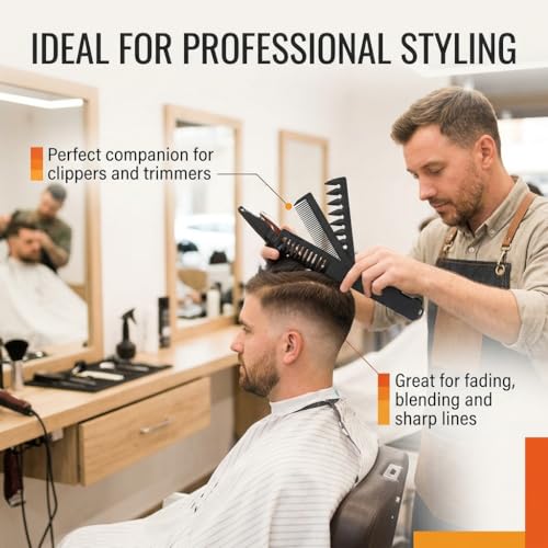 3 in 1 Klappkamm 1pcs Haarkamm und Bartkamm fuer Herren Tragbarer Taschenkamm Styling Kamm Grobzinkiger Kamm Lockenkamm Schuppenkamm und Straehnenkamm fuer Tägliche Haarpflege Maenner Schwarz