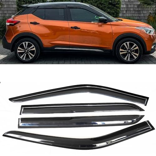 4PCS Window Visors Rain Guards Deflectors for Nissan Kicks 2018-2025 | Rain Guard Vent Visor | Smoke Tinted | No-Drill Installation | Reduce Wind Noise & Rain Protection | Weatherproof Car Accessories