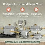 Our Place Titane Pro Ensemble d'articles de cuisine (4-Piece) – Toujours pan & Pot parfait , technologie sans revêtement antiadhésif , Titanium Tri-Ply & Acier inoxydable, sans danger pour four, induction & Planches de cuisson jusqu'à 400°C
