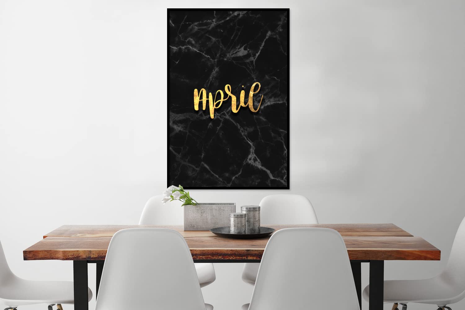 MuchoWow Poster Bilder Wanddeko Deko Wohnzimmer 80x120 cm Zitat - Kalender - April - Gold