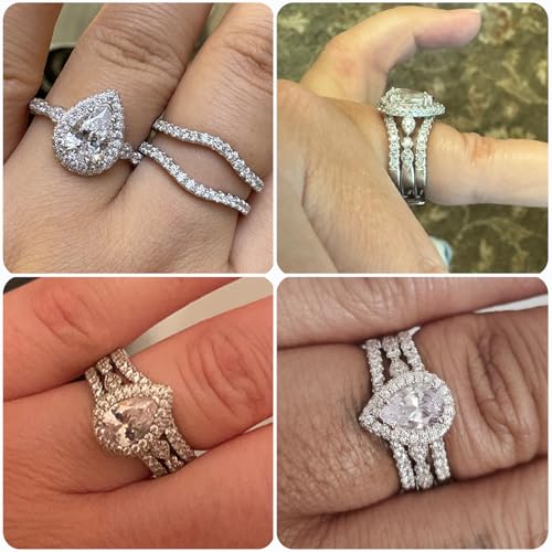 Newshe Jewellery Moissanite Wedding Rings for Women 925 Sterling Silver Engagement Ring Set Bridal Band Enhancer Size 5-102