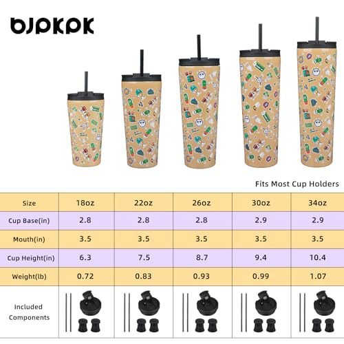 Image of BJPKPK 30 oz Coffee Tumbler with Straw, Insulated Stainless Steel Cup
