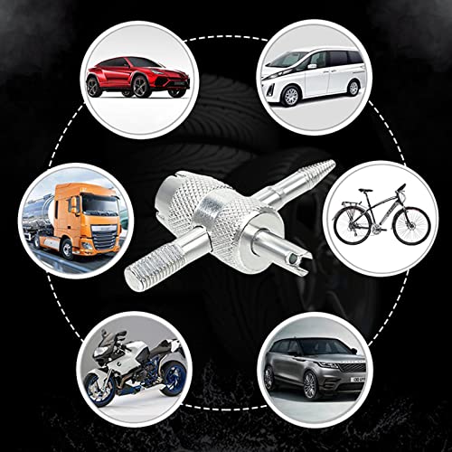 BESITA Reifenventil-Werkzeuge, 1 Stück 4 Wege Ventilkernwerkzeug, EIN- und Ausdrehen der Ventileinsätze in Reifenventilen und eindrücken des Ventilstiftes beim Ablassen der Luft (2 Stück)