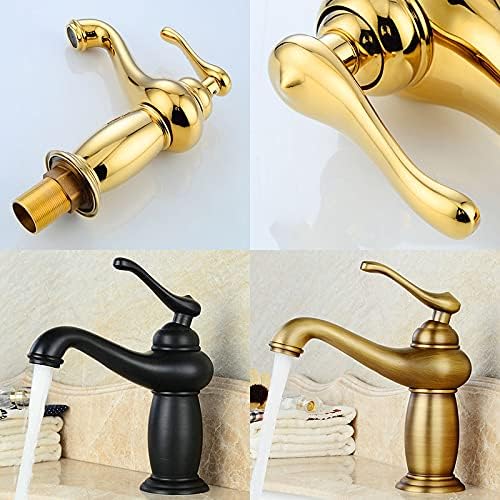 Antique Bronze Basin Faucet, Porcelain Handle Single Lever Deck-Mounted Mixer Tap(H)